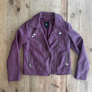 Girls Plum Faux Leather Jacket